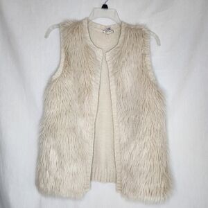 Eyeshadow Brand Womens Cream Faux Fur With Knit Back Sweater Vest Size M